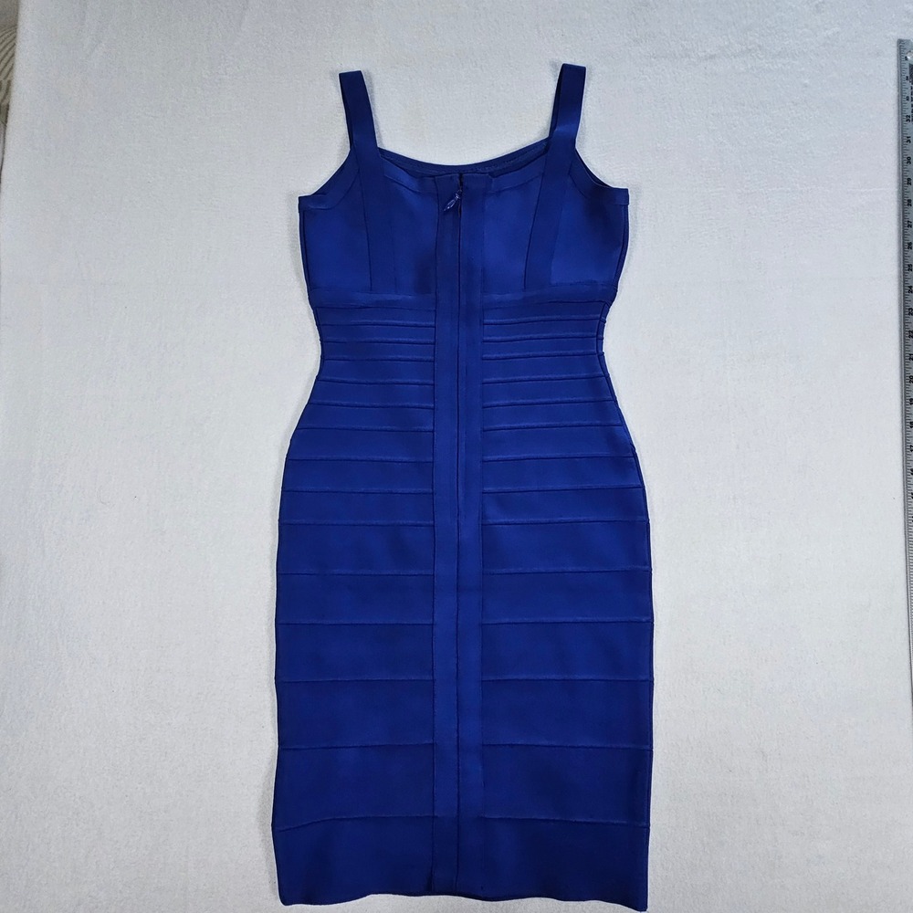 Phistic Royal Blue Bandage Dress Sleeveless Bodycon Midi Square Neck Womens S - Picture 9 of 9